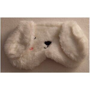 NWT White Dog Sleep Mask Fuzzy Eye Mask Night Mask Blindfold Blind Fold NEW NIP
